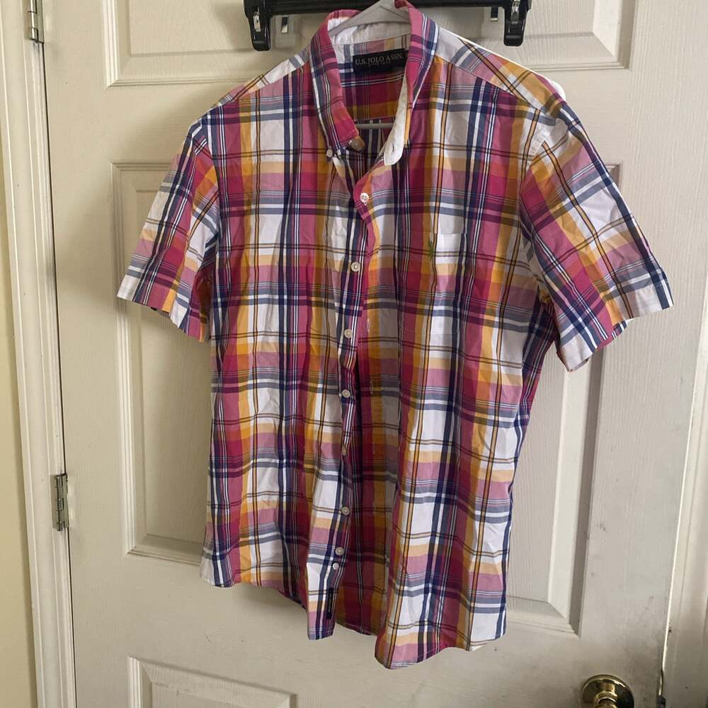Boy's Casual Button Up Shirt By U.S. Polo Assn, Multi SZ. XL